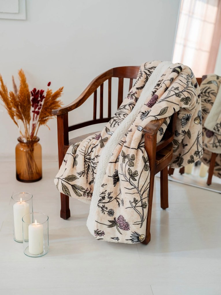 Baránková deka mikroplyš Exclusive 150 × 200 cm – Herbár béžový