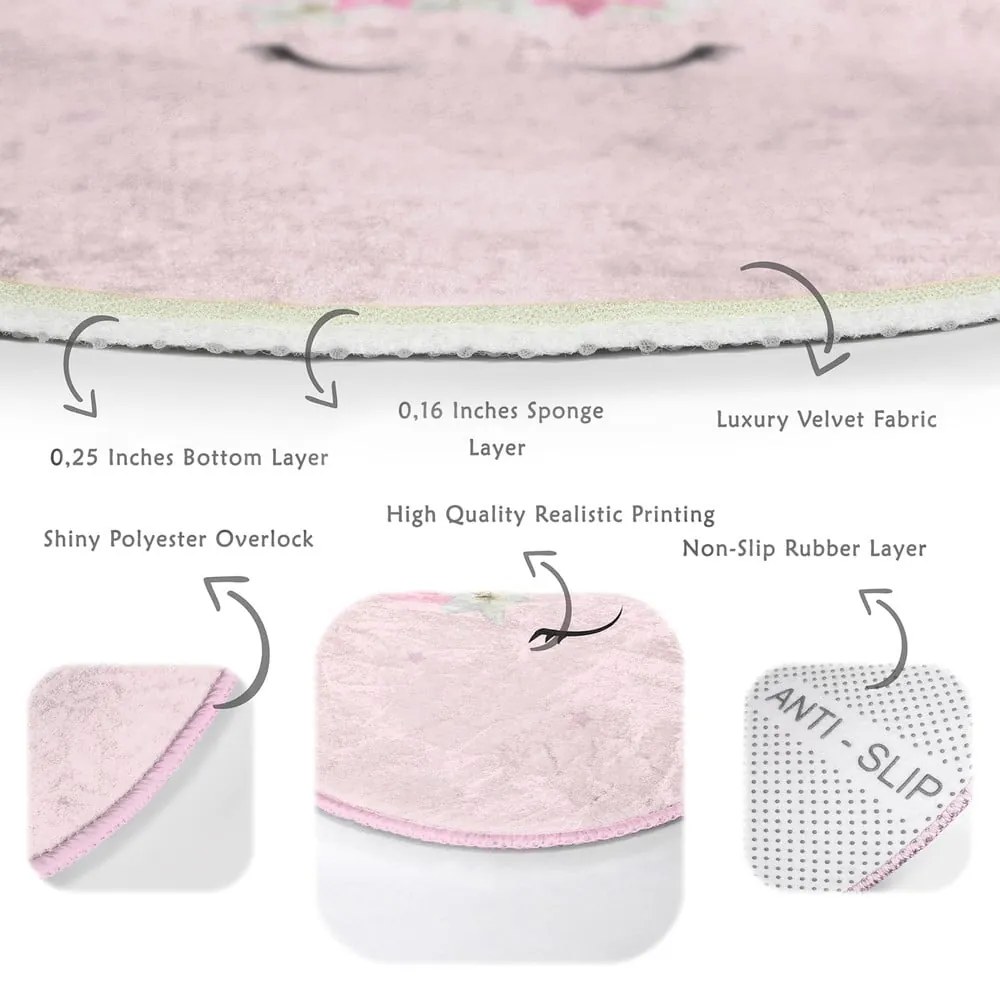 Ružový detský koberec ø 100 cm Comfort – Mila Home