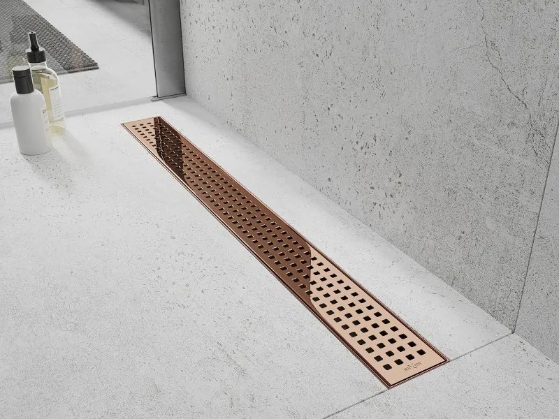 Mexen Flat, lineárny podlahový žľab 80 cm, M08, ružové zlato, 1625080-15
