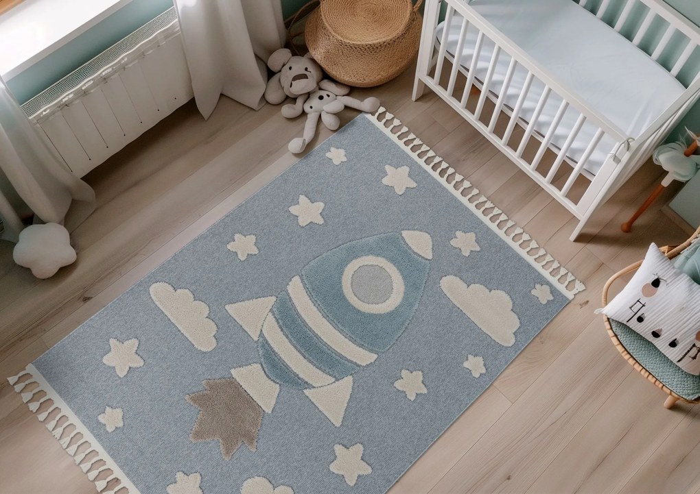 Detský kusový koberec My Fano 391 Spac, 120x170, modrá, detská izba, Obsession