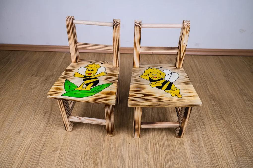 Pietronet Detský drevený stolík Včielka Maja + 2 stoličky
