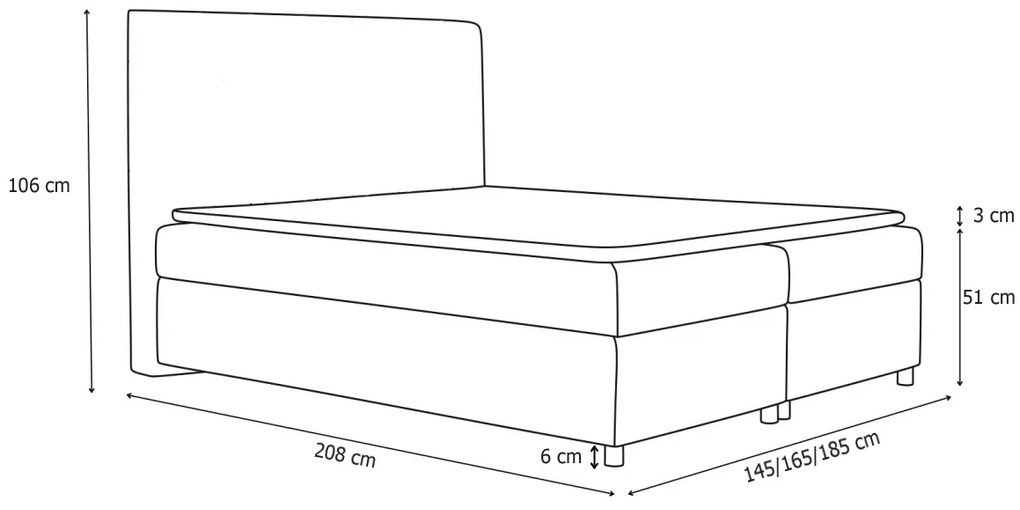 Posteľ Boxspring SIMPLE + rošt + matrac, 180x200, Cosmic 160