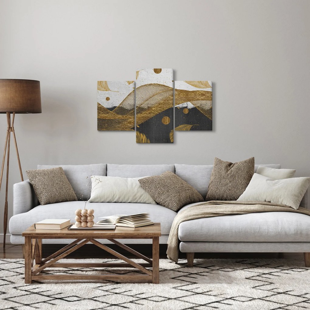 Obraz - Zlaté pierka (90x60 cm)