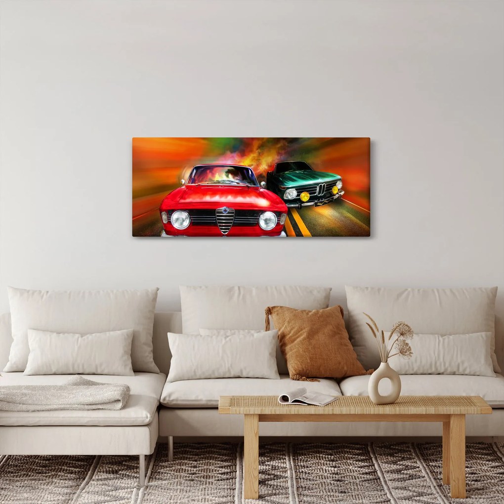 Obraz - Retro závodné autá (120x50 cm)