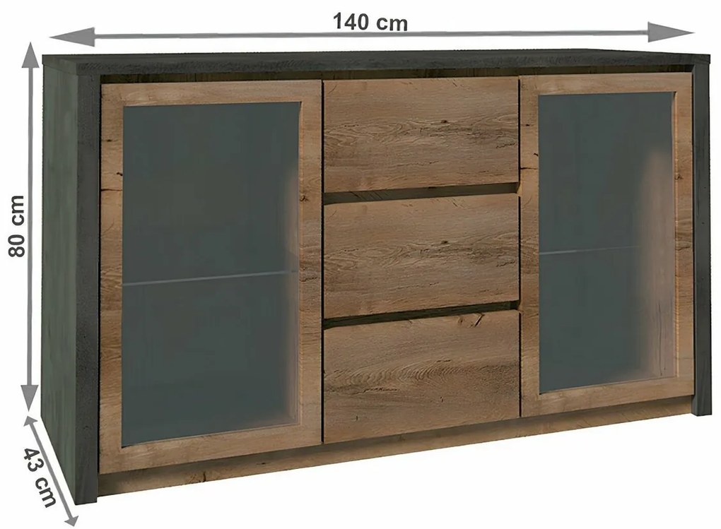 Komoda MONTANA K2D, sivá