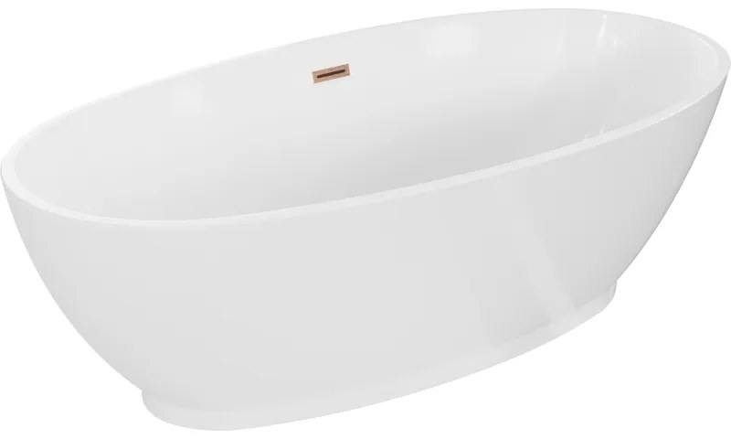 Mexen Bilbao, voľne stojaca vaňa 180 x 90 cm, biela, medený prepad, 51311809000-65