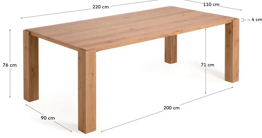 Jedálenský stôl v dekore duba v prírodnej farbe 110x220 cm Deyanira – Kave Home