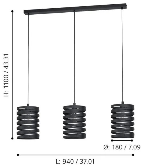 Eglo 99347 - Luster na lanku CREMELLA 3xE27/40W/230V
