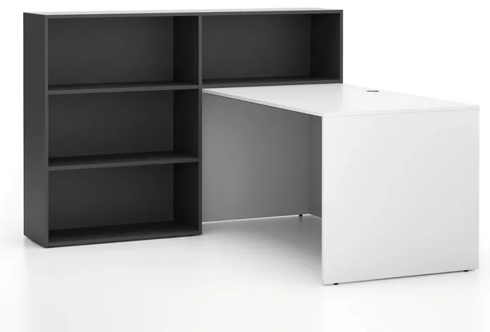 Kancelárska zostava single SEGMENT, 3 police, ľavá, biela/grafit