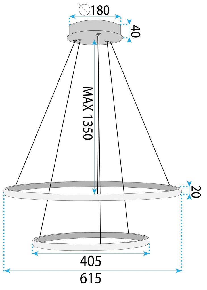 Toolight Toolight, LED závesné osvetlenie 40/60cm, 61W, 3000K, LHJ007-CP2, zlatá, OSW-60004