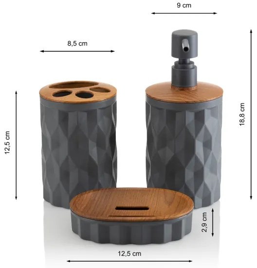 Kúpeľňový set REINA 5 ks antracit/hnedá