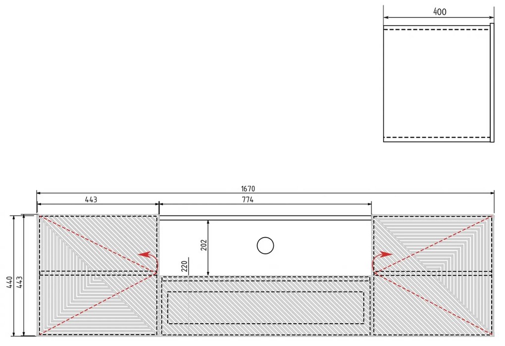 Závesný TV stolík Asha 167 cm s otvorenou policou - artisan / čierny mat