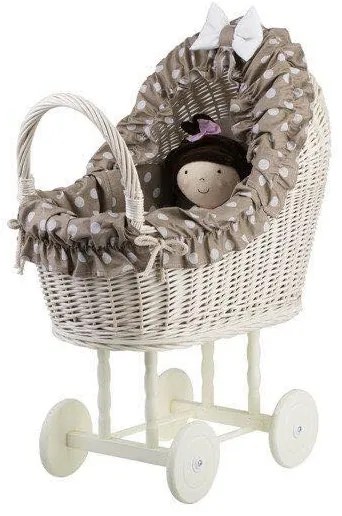 Kočík prútený pre bábiku bielený Pop IV.š. 48 x hl. 27 x v. 38/60(cm)