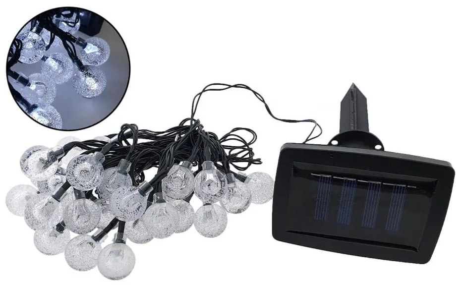 LED Solárna vonkajšia reťaz 30xLED/1,2V 300 mAh 6,5 m IP44