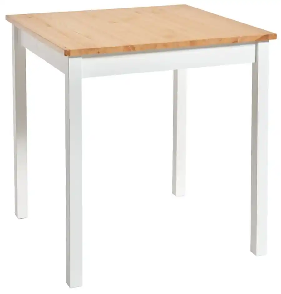 Jedálenský stôl z borovicového dreva s bielou konštrukciou Bonami  Essentials Sydney, 70 x 70 cm | BIANO