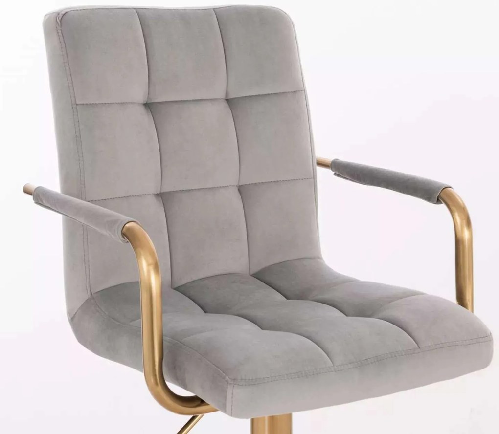 LuxuryForm DESIGN Otočná stolička VERONA GOLD VELUR na čiernom kríži - svetlo šedá