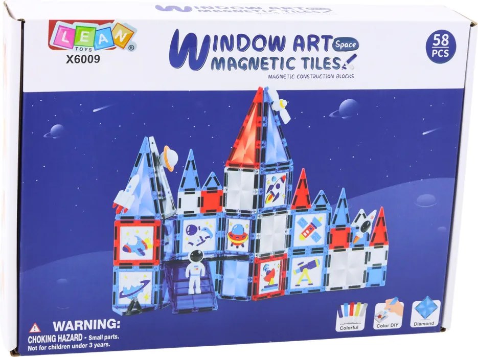 LEAN Toys Vesmírne okno Magnetické stavebné bloky 58 el.
