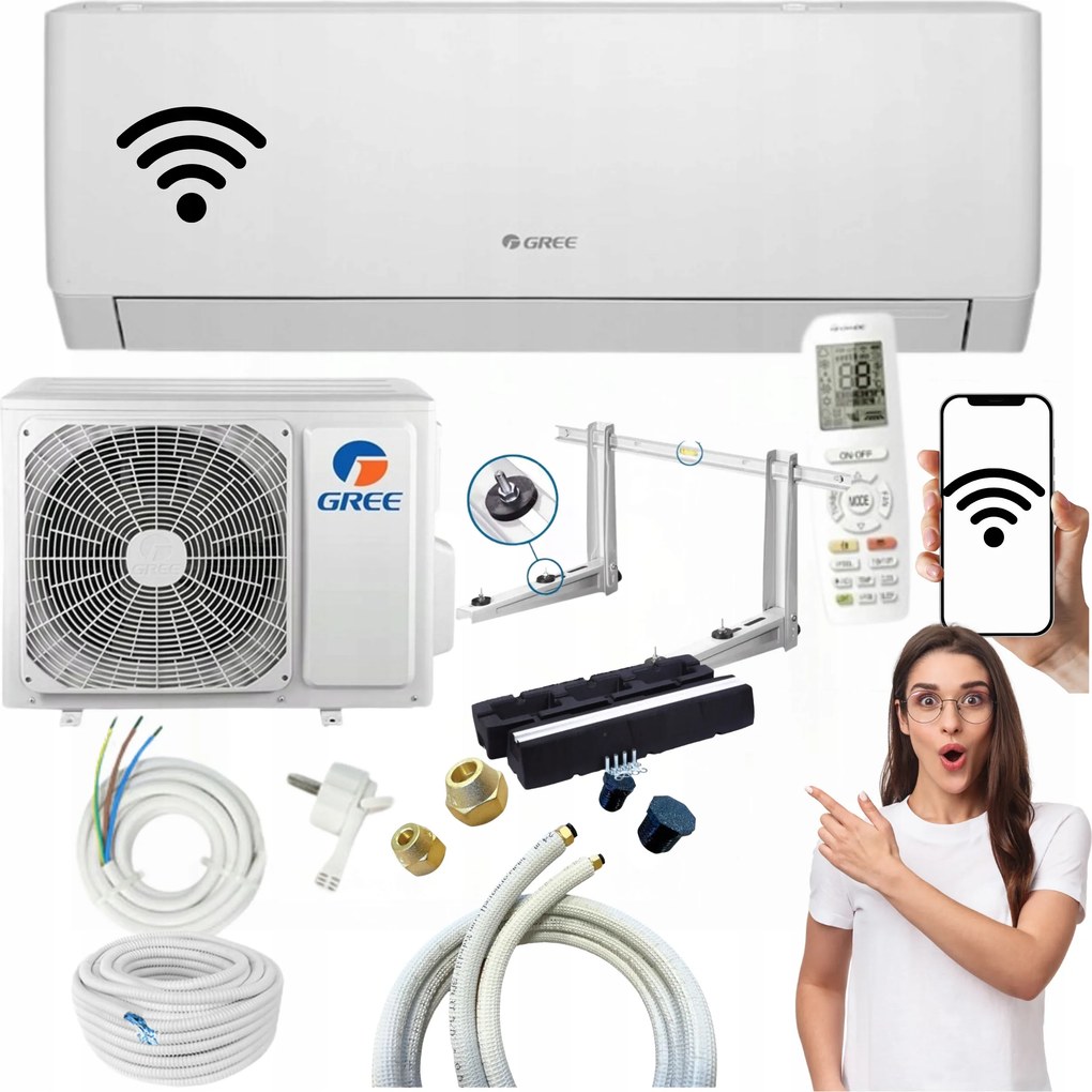 Nástenný klimatizátor Gree Pular Pro 3,5 kW WiFi Ohrievač Pripravený Na Montáž