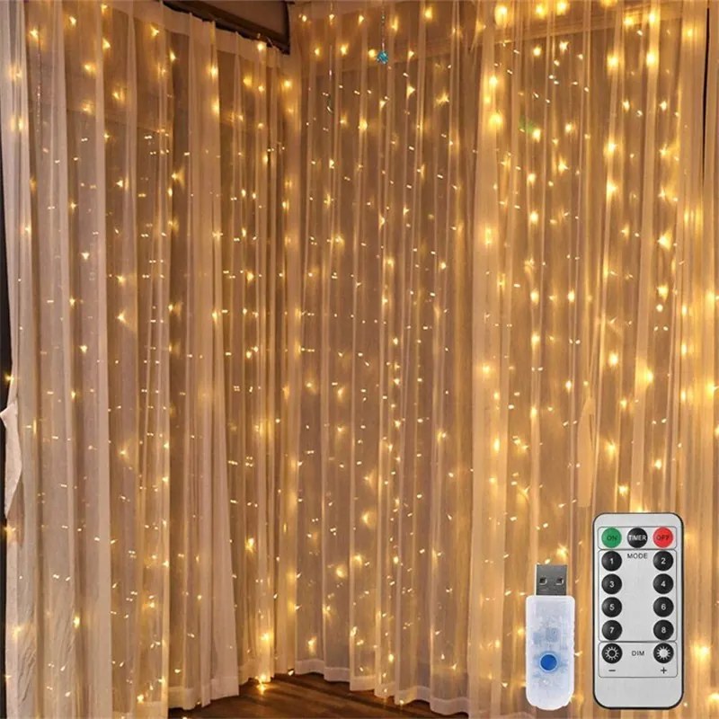 LED svetelný záves STAR RAIN 3x3 m, teplá biela