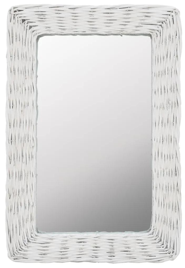 vidaXL Zrkadlo s prúteným rámom biele 40x60 cm