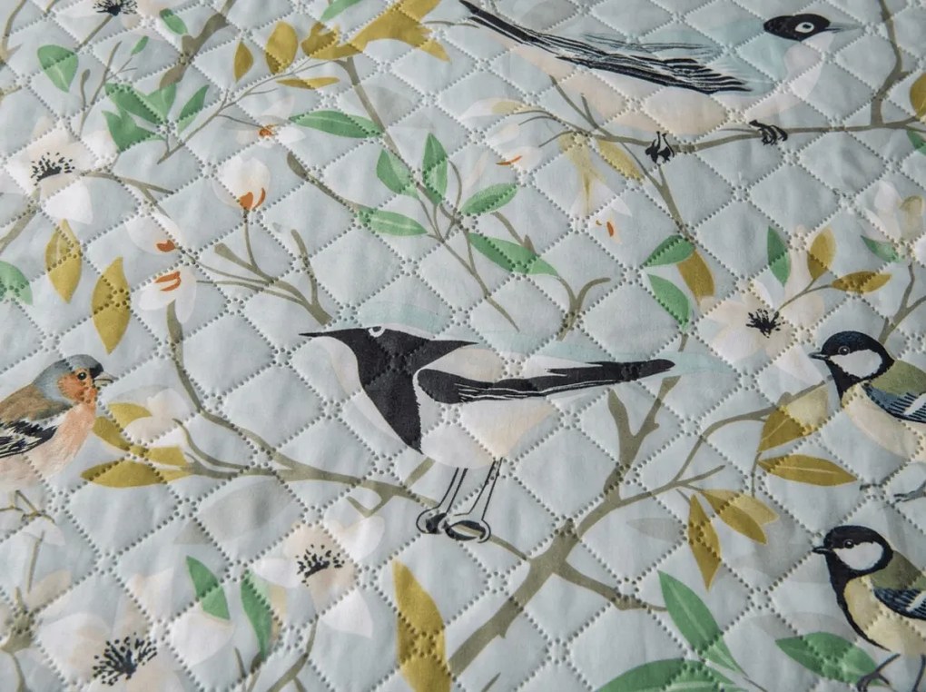 Prehoz na posteľ FLORIBIRD, zelený Rozmer: 220 x 240 cm
