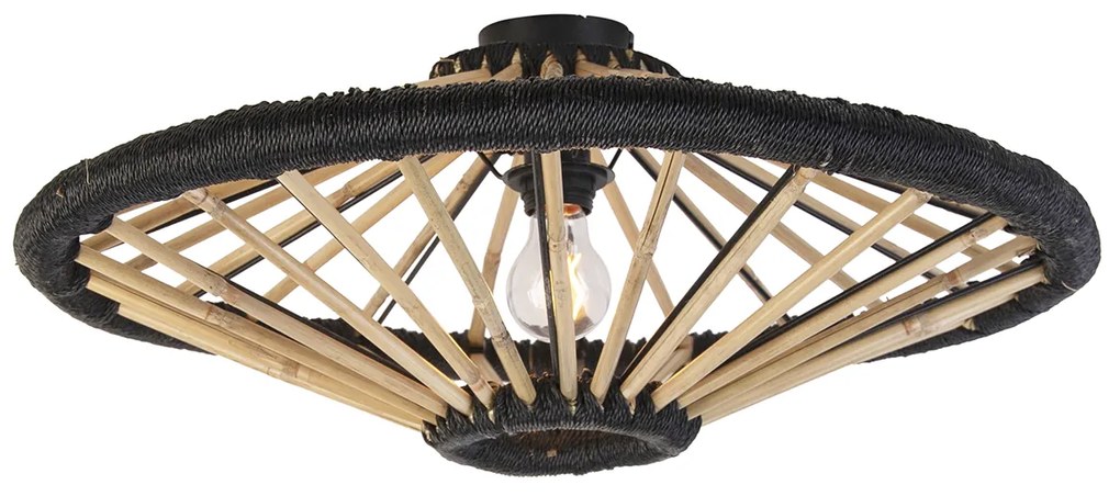 Orientálne stropné svietidlo bambus s čiernou 60 cm - Evalin