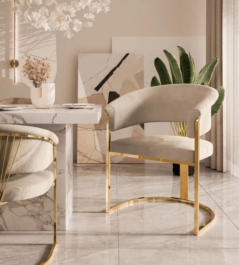 JEDÁLENSKÁ STOLIČKA GISELLE BÉŽOVÁ + ZLATÁ