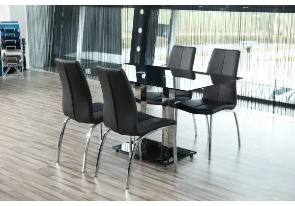 Jedálenská stolička AMAL 1 ks čierna/matný chróm