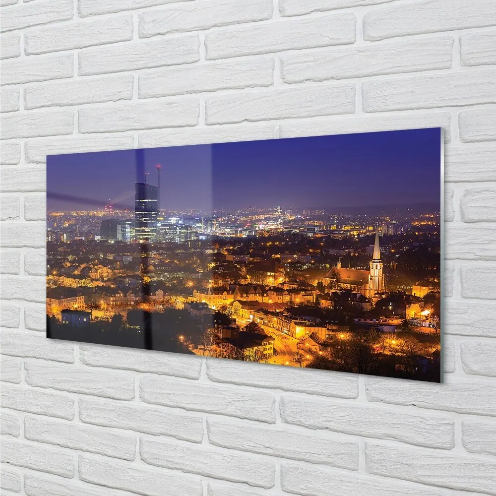 Sklenený obraz Gdańsk Mesto nočné panorama 125x50 cm
