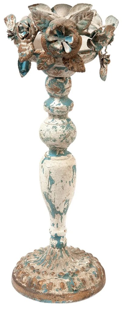 Vintage kovový svietnik s patinou - Ø 13*36 cm