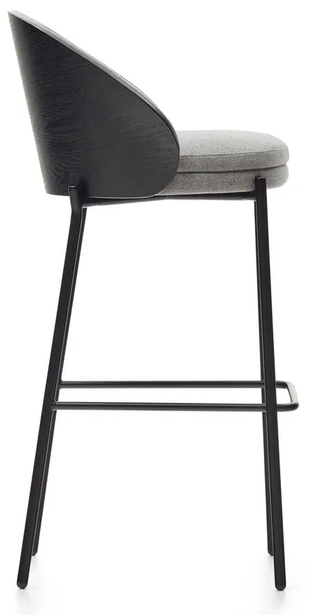 Čierna/sivá barová stolička (výška sedadla 77 cm) Eamy – Kave Home