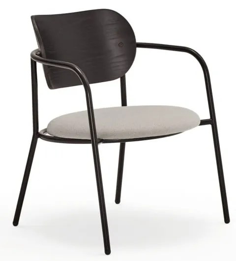 Čierno-sivé kreslo v dekore jaseňa Eclipse - Teulat