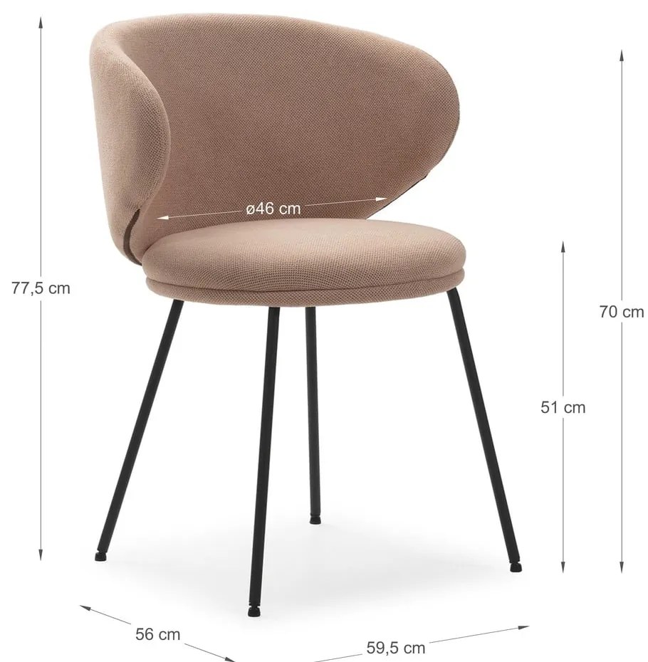 Svetloružové čalúnené jedálenské kreslá v súprave 2 ks Rush – Marckeric