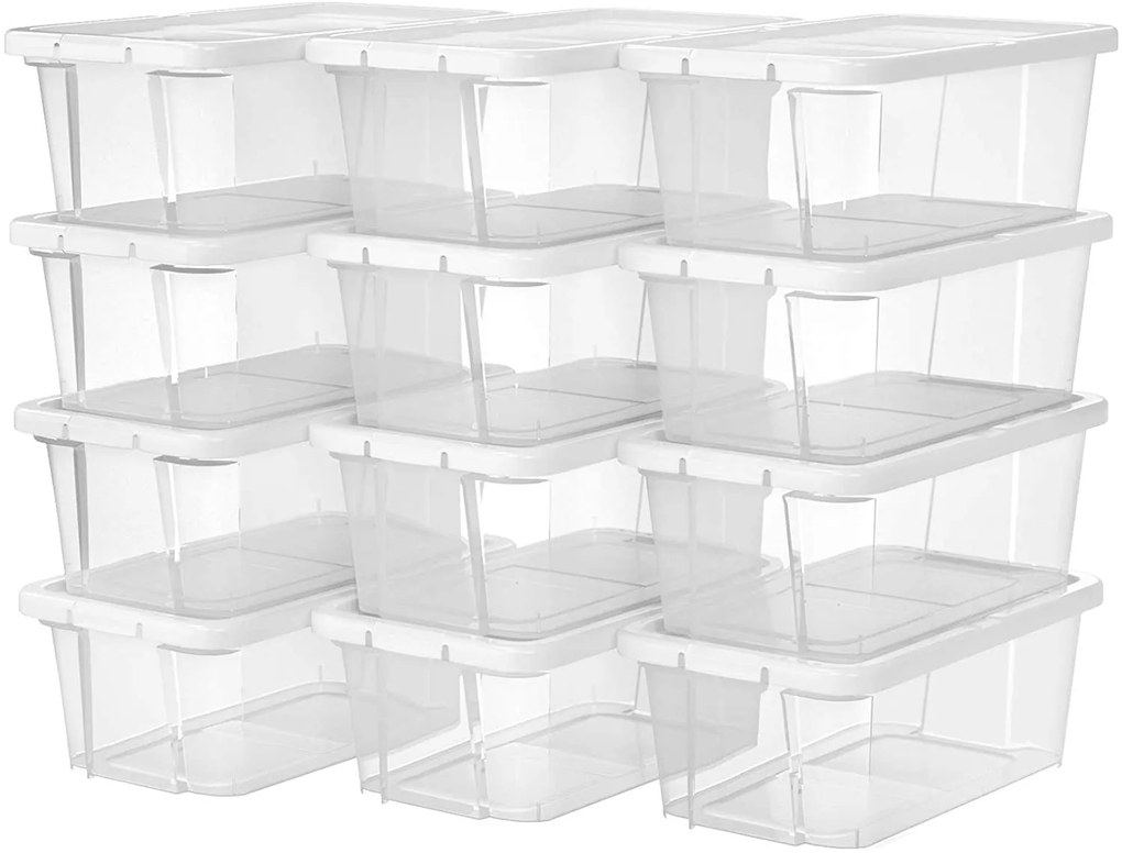 Úložný box Clear, sada 12ks, 16,5x12,5x29,5 cm, transparetná