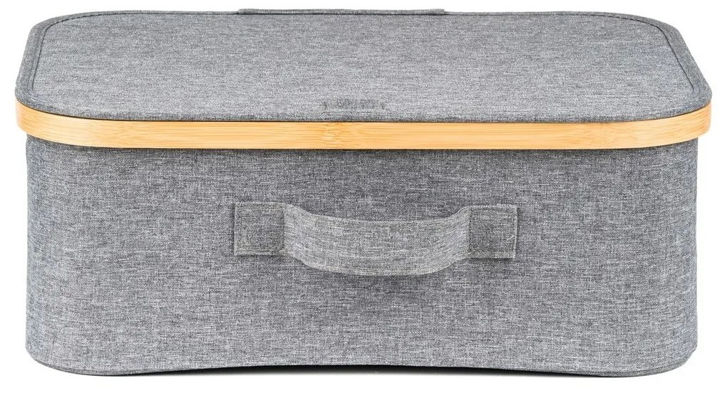 Úložný box G21 40 x 30 x 15 cm, bambusový s vekom, sivý