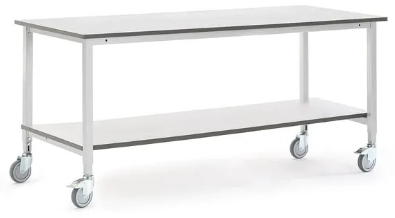 Mobilný dielenský stôl MOTION, nastaviteľný, so spodnou policou, 2000x800mm