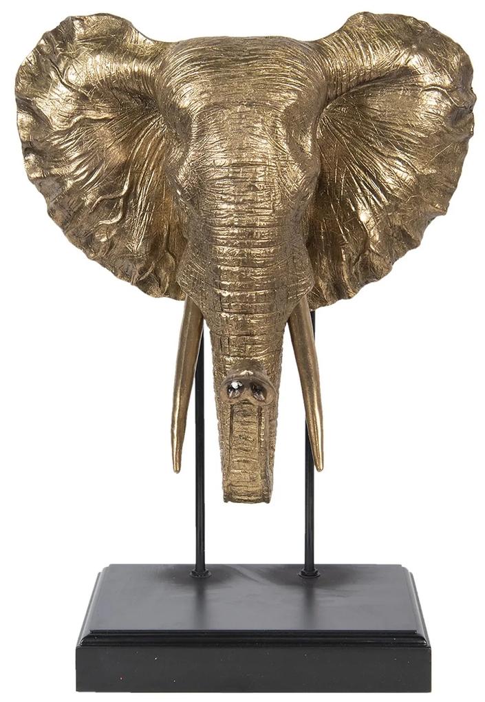 Dekorácie zlaté slonie hlavy na čiernom podstavci - 42 * 30 * 56 cm