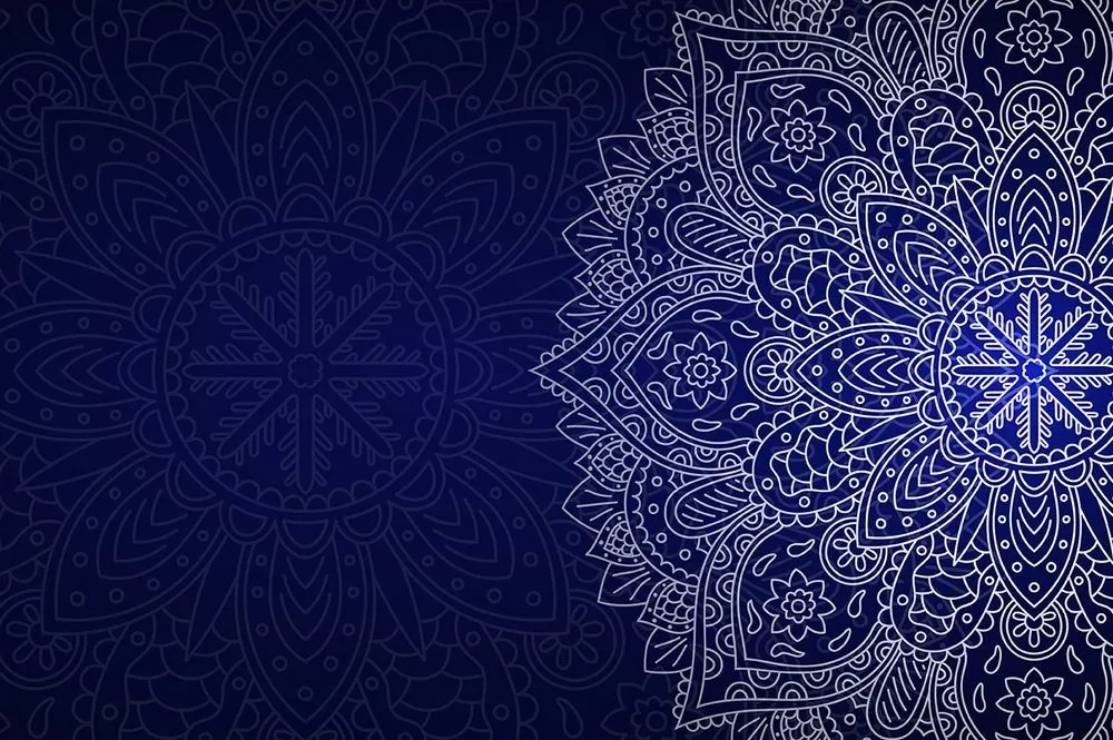 Samolepiaca tapeta tmavo-modrá Mandala