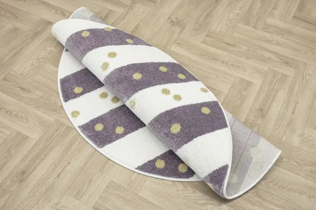 Koberec LIMA M044A krémový / fialový / zlatý kruh