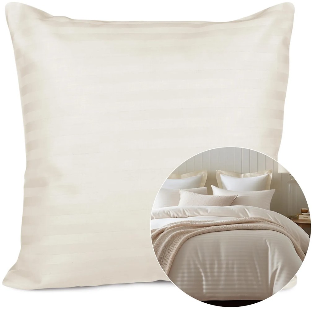 SATÉNOVÁ OBLIEČKA NA VANKÚŠ CIZGILI EXCLUSIVE 40X40 CM KRÉMOVÁ