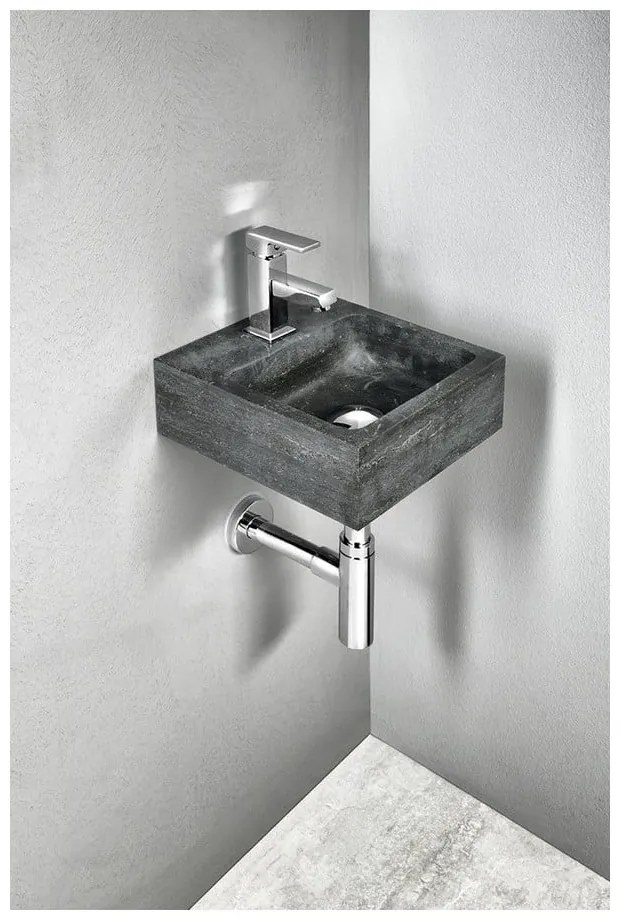 Čierne kamenné umývadlo 30x30 cm Blok – Sapho