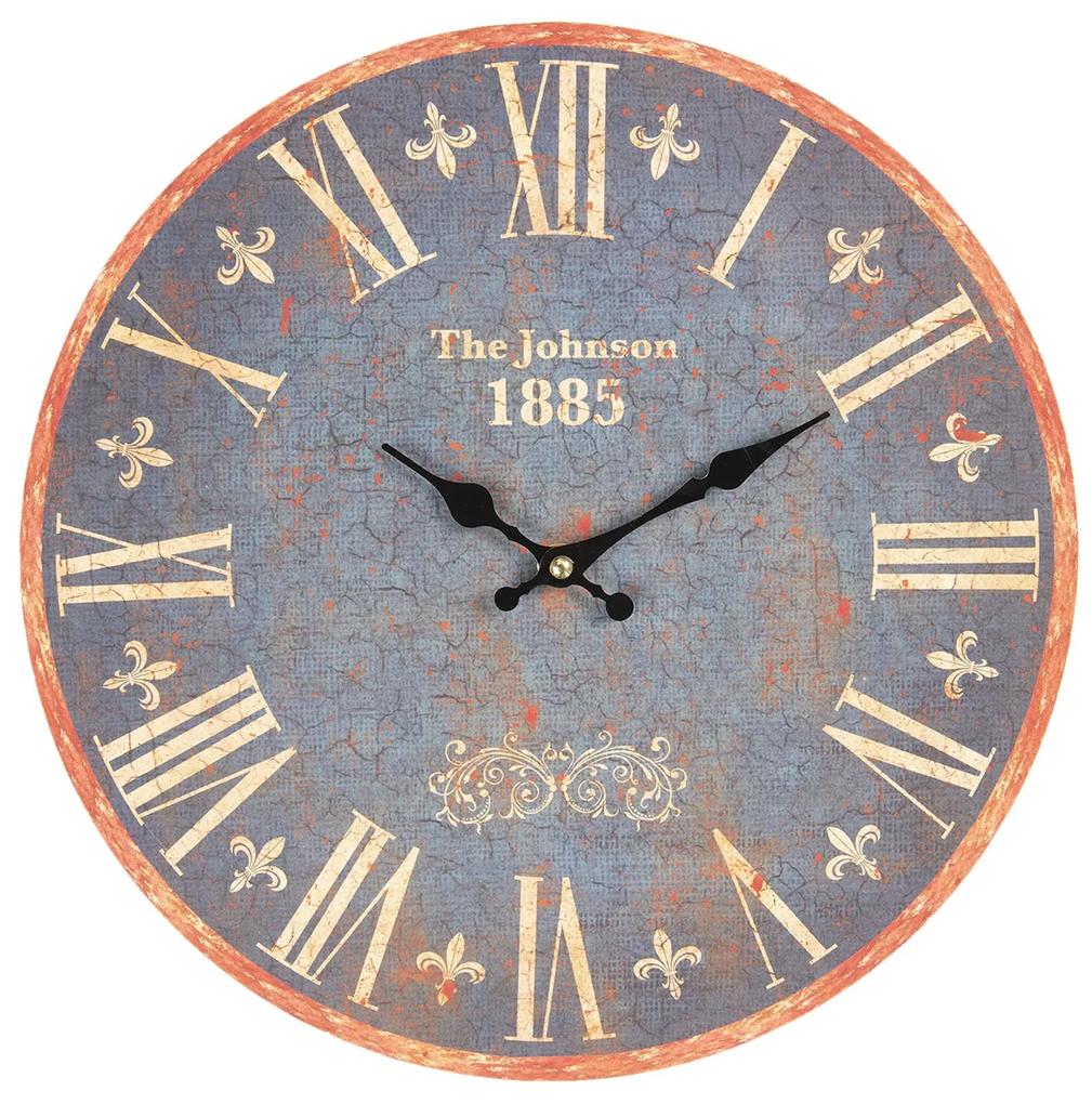 Vintage nástenné hodiny s patinou The Johnson - Ø 34 * 3 cm / 1 * AA