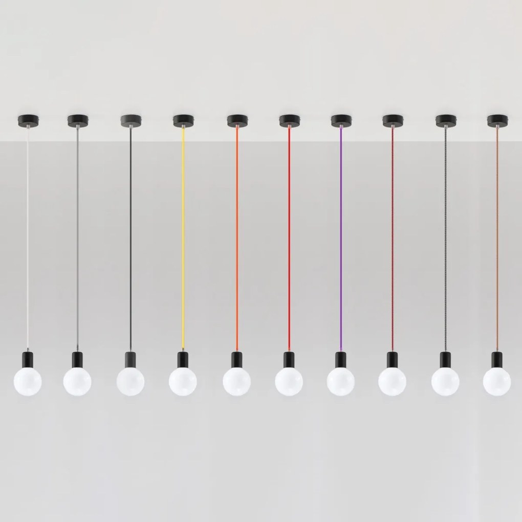 Závesné svietidlo Edison, čierne telo svietidla, výber z 10 farieb kábla