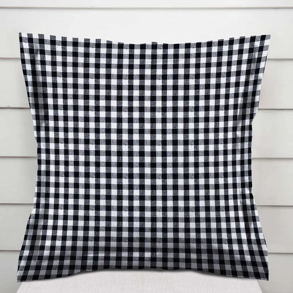 Biante Bavlnená obliečka na vankúš s lemom Olivia OL-015 Čierno-biela kocka malá 60 x 60 cm