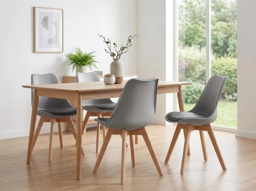 Sivá stolička BALI MARK s bukovými nohami, tmavosivý sedák