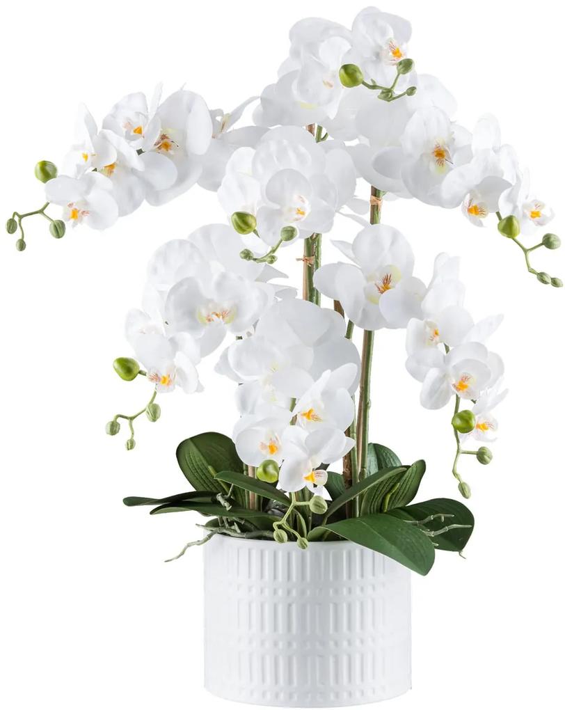 Gasper Umelá orchidea v keramickom kvetináči, 60 cm, biela