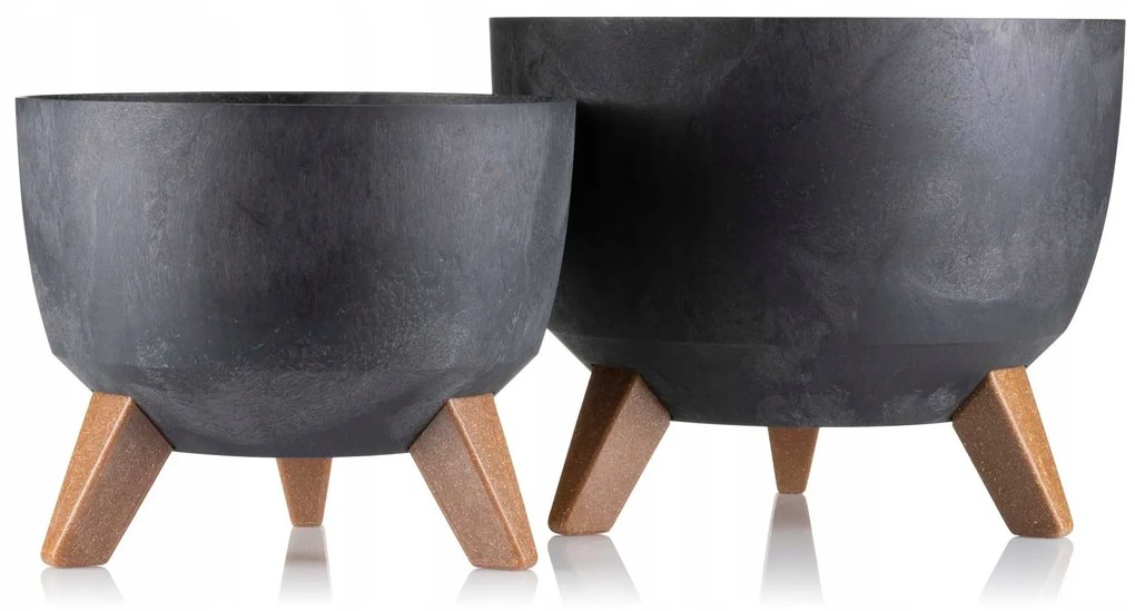 Súprava 2 kvetináčov Rosa Linea čierny betón