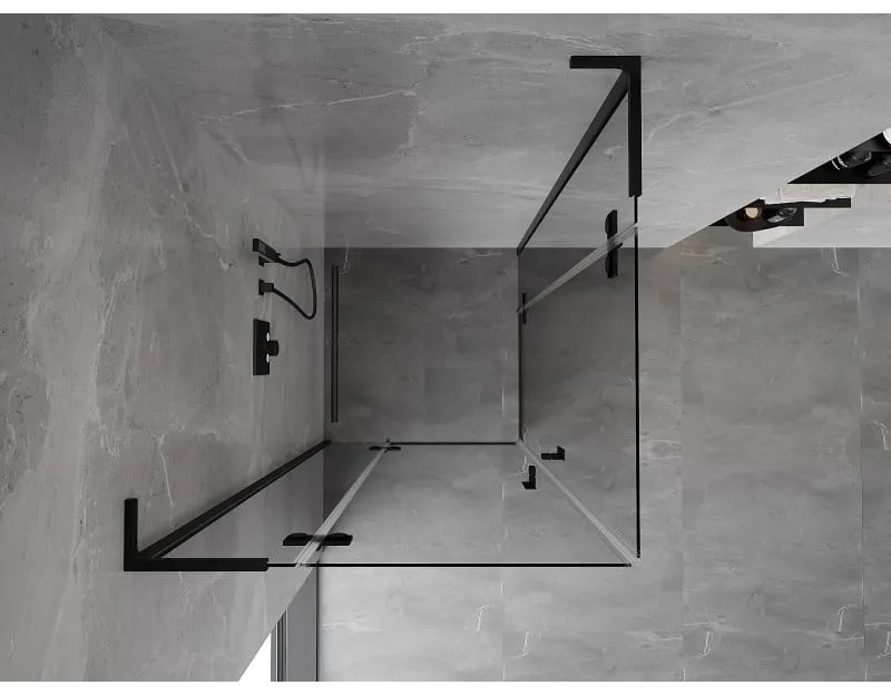Mexen Mist-H L Duo, 2-krídlový sprchový kút 90 x 90 cm, číre sklo, čierny profil, 8A5L-090L-090P-70-00
