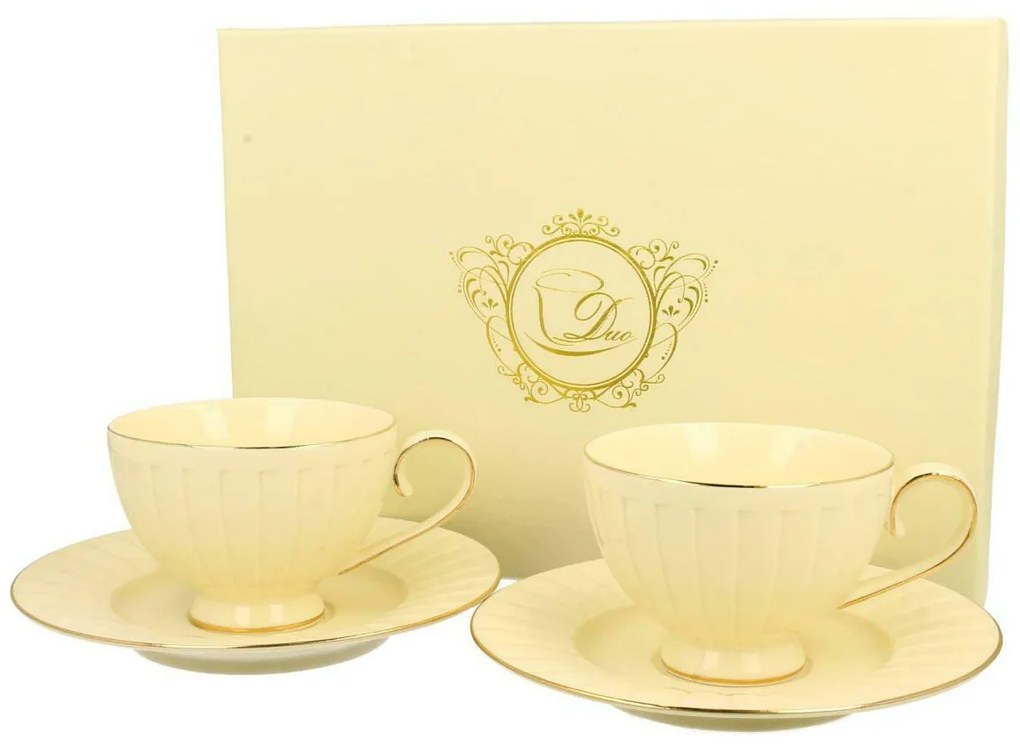 Porcelánová šálka na nohe s podšálkou Ecru Nina 220 ml sada 2ks