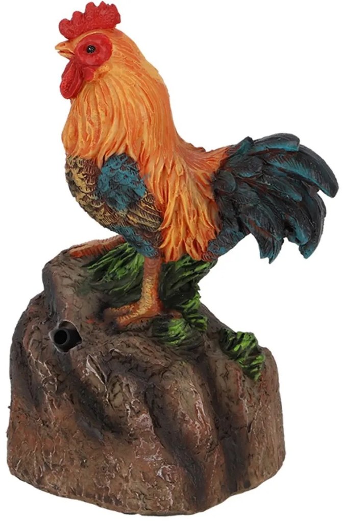 Záhradná figúrka z polyesterovej živice Rooster, 11,4 cm, viacfarebná